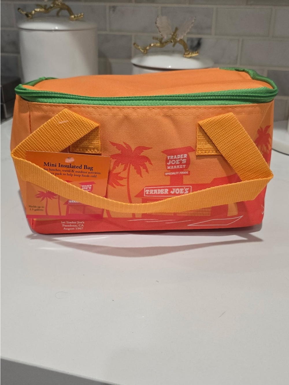 Trader Joe's Orange & Green Insulated Lunch Bag